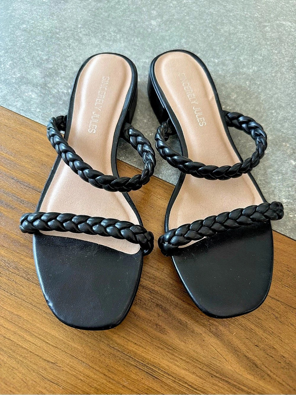 Sincerely Jules Iris Braided Block Heel Sandal Sandals Black US 7.5
